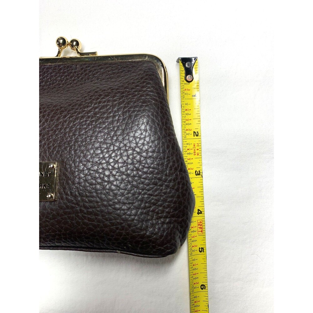 Dooney Bourke Pebbled Leather Kiss lock Coin Purse Framed Dark Brown 6" x 5"x1" - Picture 4 of 8